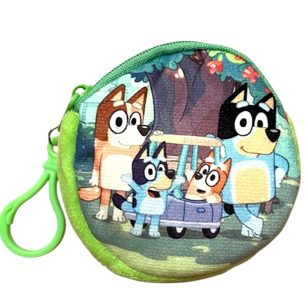 Bluey Family Green Velvet Coin Purse Keychain